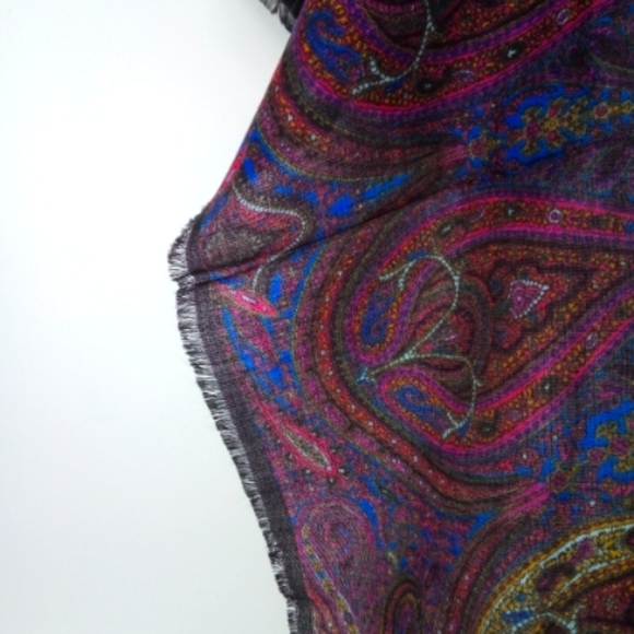 Vintage Bandanna Square Neck Scarf Paisley Red Purple Blue - Picture 5 of 9
